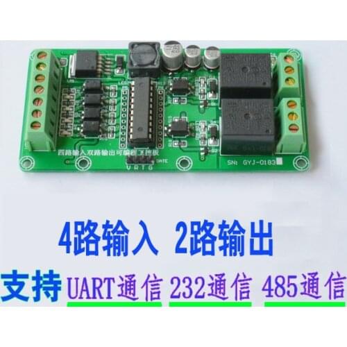 Four input and two output STC microcontroller relay industrial control board 4 in 2 out programmable development board module