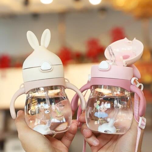 JY Water Bottle Child Baby 2-3 Years Learning Drinking Cup Rabbit Milk With Scale Anti-Fall Tritan Water Sippy Cup 270ml 226