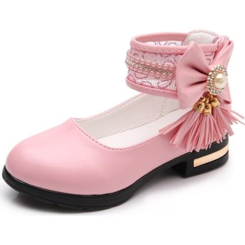 2020Hot Spring Autumn Children Bowknot tassel shoes Girls Princess Shoes Sandals Rhinestone Dancing Kids Party Shoes size 27~37