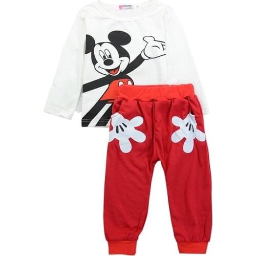 Cotton Newborn Baby Clothes Mickey Baby Girl Clothing Set Spring Roupas Bebe Baby Boys Clothes T-shirts + Pants Kids Bebes Suits