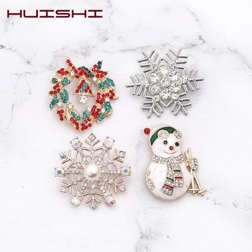 HUISHI Christmas Brooch For Women Christmas Gifts Santa Claus Christmas Trees Socks Hat Sock Rhinestone Brooches For Women Gift