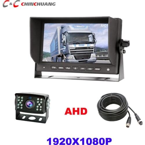 1920 x 1080 AHD 1080P SONY CCD Car Backup Rear View Reverse Camera 18 IR LED + Vehicle AHD TFT LCD Monitor for Truck Bus RV Van
