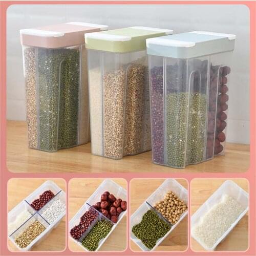 Kitchen Partitioned Storage Tank Food Storage Containers New Multi-Function Storages Fresh-Keeping Cereals Tank Partitioned Cere