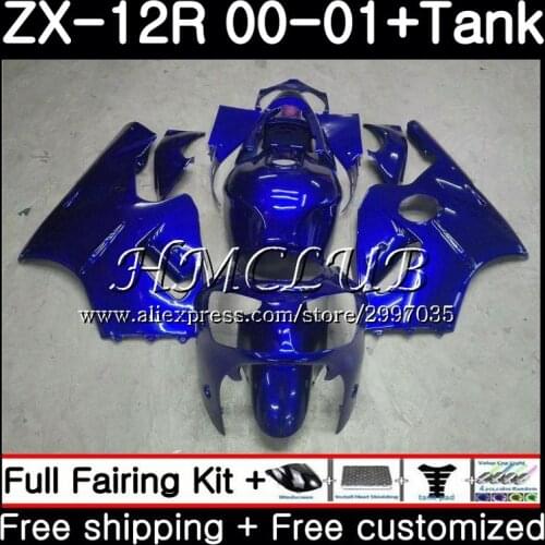 Body+Tank For KAWASAKI NINJA ZX1200 C Glossy blue ZX 12R 2000 2001 2002 67HC.11 ZX 12 R 1200CC ZX12R 00 ZX-12R 00 01 02 Fairing