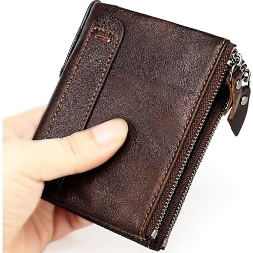 Purse For Men Slim Leather Wallet Men Genuine Leather Purse Wallets for Man Small Coin Wallets Money Bag Credit Card Holder