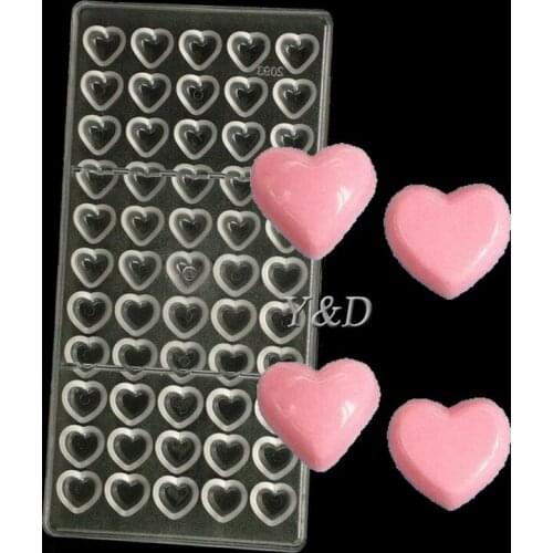Small Heart Shaped Polycarbonate Chocolate Molds DIY Baking Tray 3D Candy Tools PC Mould