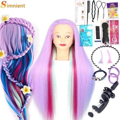 28" 100% High Temperature Firber Colorful Hair Doll Heads Nice Hairdressing Training Head Nice Dummy Hairdresser Mannequin Head