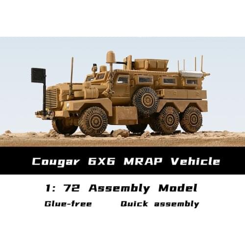 4D 1/72 Cougar 6X6 MRAP Vehicle Model Toy 1:72 Scale U.S. Army Military Vehicle Assembly Model