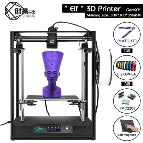Creativity 3d printer ELF CoreXY kit Large Size Full Metal Frame Diy Kit Lattice Glass Silent Drive 3.5Inch Color Touch Screen