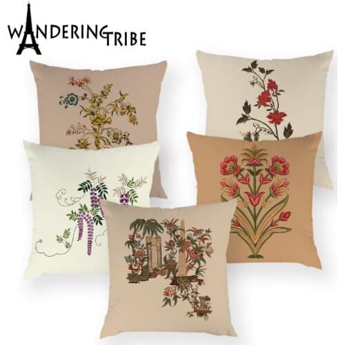 Vintage Plant Cushion Cover Farmhouse Decoration Pillow Case Plant Floral Flower Cushions Sofa Home Decor Pillows Cases Cojines