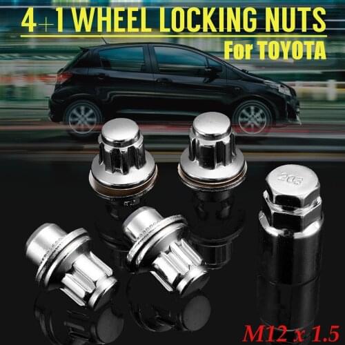 NEW For Toyota Auris Avensis Corolla Hilux RAV4 Verso Yaris M12 x 1.5 4+1 Pcs Aluminum Alloy Car Locking Wheel Bolt Nuts