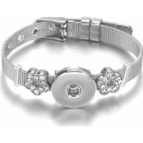 New Flower Charms Stainless Steel 18mm snap bracelets & Bangle 18mm Snap Button Jewelry For DIY Snap Jewelry SZ0452a