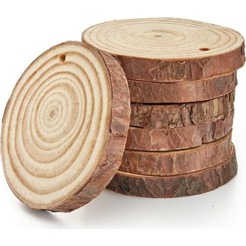 1Pcs Brand New Perforated Wood Log Slice Disc DIY Circle Crafts Wedding For Wedding Decoration Party Round Art Disks Christmas