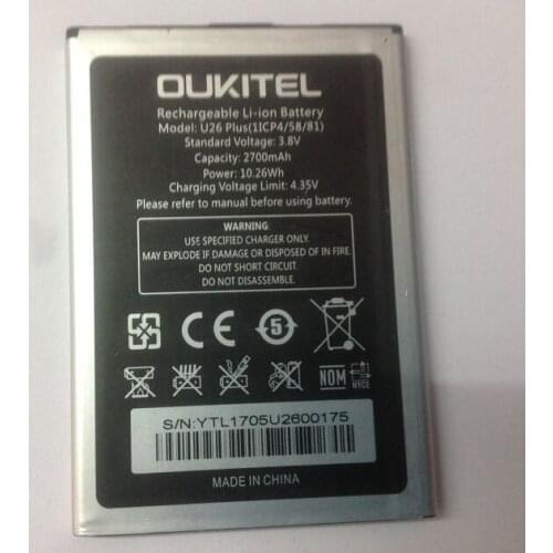 Original oukitel u26 plus phone battery 2700mah 3.8V for oukitel u26 plus phone battery