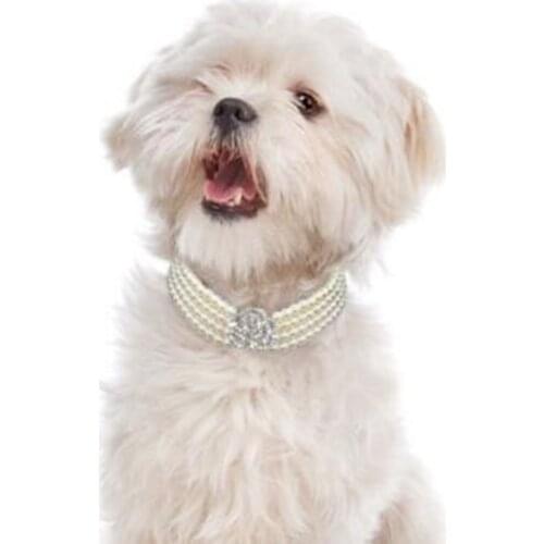 Cute Pearls Necklace Bow Tie Dog Collar Adjustable Collar Jewelry For Small/medium/large Dogs Comfortable Puppy Neck Decoration