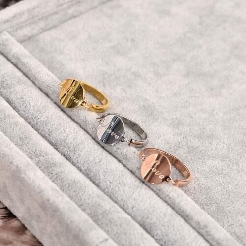 YUN RUO Love Letter Couple Rings Rose Gold Color Fashion Titanium Steel Jewelry Birthday Gift Woman Never Fade Drop Shipping