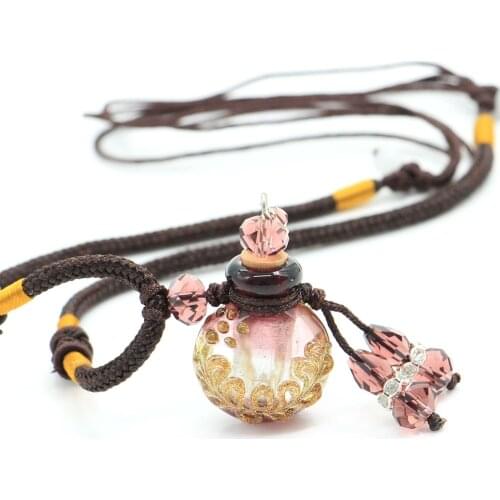 Essential Oils Pendant Aroma Fragance Colored Glaze Pendant with Adjustable Chain Perfume Essential Oil Diffuser Gift Wrap