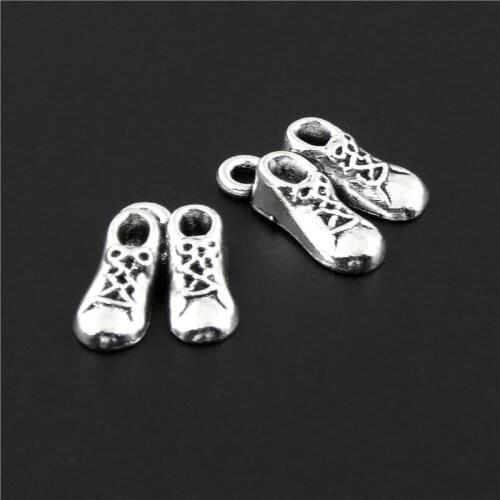 15Pcs Silver Color Cute Bady Shoes Charms Children Gift Pendant Accessories Finding Bracelet Necklaces Jewelry 11X8mm A3118