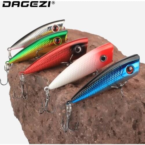 DAGEZI Popper Lure 5 colors available 6.4cm 6.6g fishing lure with 6# hooks fishing tackle Artificial bait Top Water Hard Bait