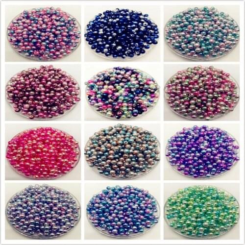 Multi Option Mixed 4/6/8/10/12mm Round Imitation Rainbow Color Plastic ABS Pearl Beads DIY for Jewelry Making Accessories