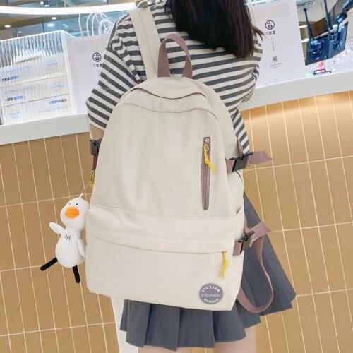 Large Capacity Leisure Preppy Style Backpack Korean Simple Pure Color Girl Student Schoolbag Teenager Waterproof Travel Tote Bag