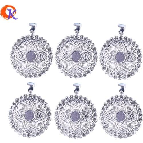 Cordial Design 30Pcs/Lot 25MM Rhinestone Alloy Round Pendant Rhodium Plate Image Holder Jewelry Findings Empty Tray