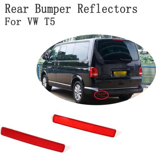 1Pair Red ABS Auto Rear Bumper Reflectors Trims Reflective Strips For Volkswagen VW Transporter T5 Car Accessories