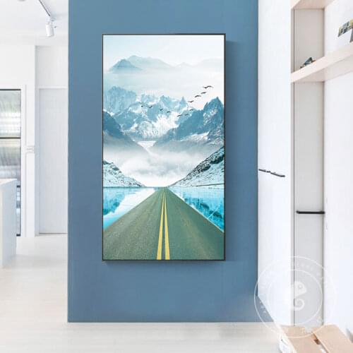 Splendid Landscape Canvas Painting Modern Wall Art Canvas Mountains At The End of The Road Wall Pictures for Living Room Poster