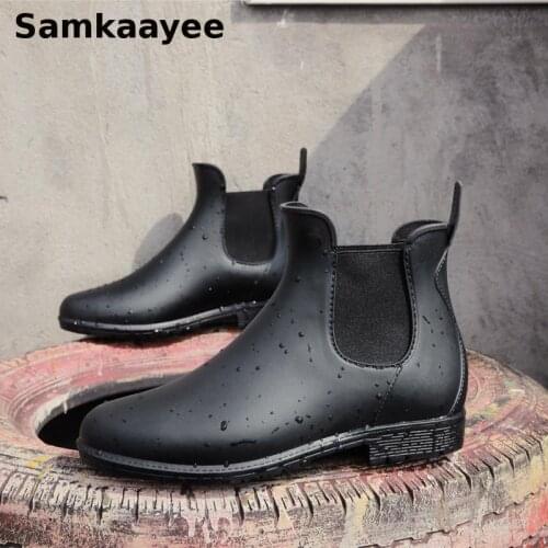 Size 34-43 Womens Rainboots Spring Autumn Female Waterproof Rain Boots Slip-On Shoes Mujer Non-Slip Botas Couples Zapatillas y29
