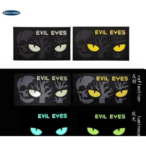 Cat Eyes Tactical Velcros Patches Eagle eye Military Combat Glow In Dark GITD Tag Badge EVIL EYES Patch For Tactical Helmet