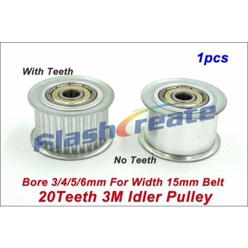 1pcs 20 Teeth 3M Idler Pulley Passive Pulley Bore 3/4/5/6mm For Width 15mm 3M Timing Belt HTD3M Tension Pulley With Bearing