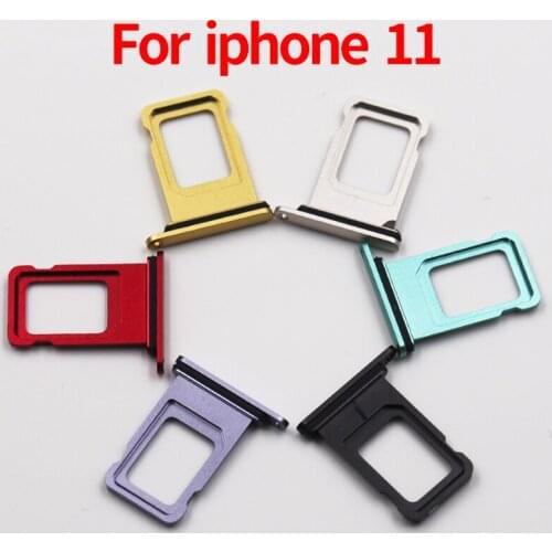 100pcs/lot Original Single / Dual Sim Card Tray Slot Holder For iPhone 11 Reader Connector Slot Tray Holder With Waterproof Ring