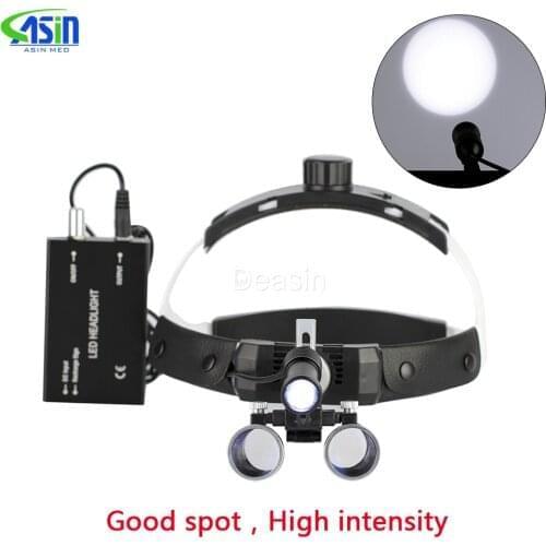 2.5X/3.5X 420 mm Dental Loupe Magnifier Binocular Magnifier Surgery Surgical Medical Operation Loupe with Spotlight Head Light