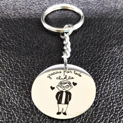 2021 New Fashion Black Enamel Grandpa Stainless Steel Keychains for Grandad Key Holder Jewelry Gift Hombre