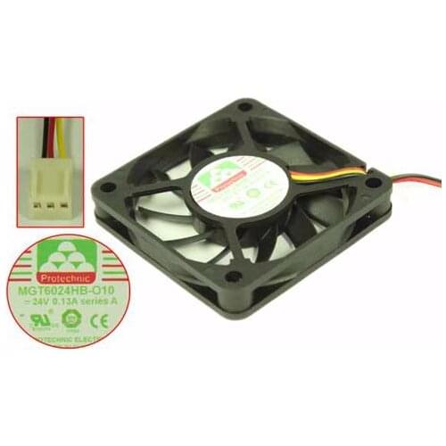 Protechnic Magic MGT6024HB-O10 DC 24V 0.13A 60x60x10mm 3-Wire Server Cooling Fan