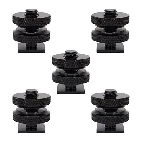 5pcs 3/8 Inch Internal Thread Tripod Screw Adapter with Silver-Coloured Aluminium Light Stand Mount