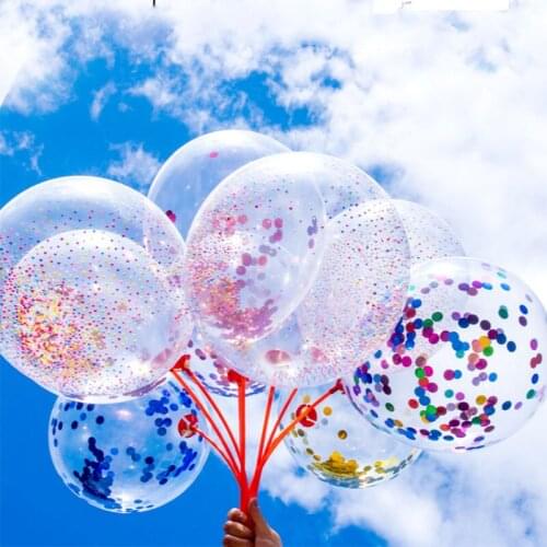50Pcs 12 Inch Transparent Confetti Sequin Balloons Latex Round Balloons for Birthday Party Decoration Balloons Wedding Supplies