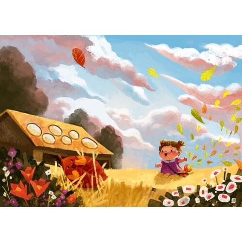 5D DIY Poured Glue Diamond Painting Kits Scalloped Edge Beautiful Lovely Cartoon Child Animal Unique Handcraft Gift Wall Decor