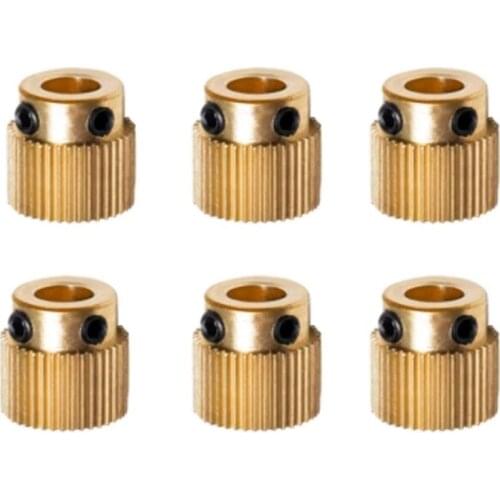6Pcs Rugged 3D Printer Parts Driver 26 Tooth Gear Brass Extruder Wheel Gear for Printer Cr-10 Cr-10S S4 S5 Ender 3 Pro