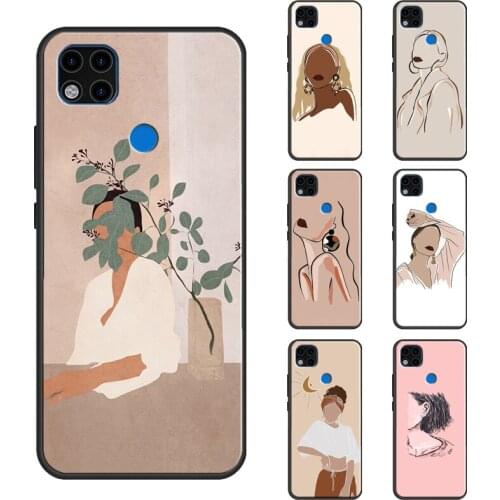 Abstract Fashion Girl Minimalist Art Case For Xiaomi Redmi Note 8 9 Pro 8T 9S Note 10 Pro Funda For Redmi 9 9C 9A K40 9T Cover