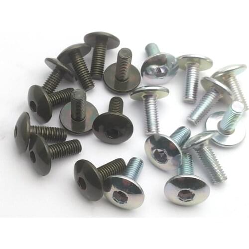 10pcs Big Flat Round Head Inner Hexagon Screw Bolt M6 6mm M6X16 for Motorcycle Scooter ATV Moped Plastic Cover