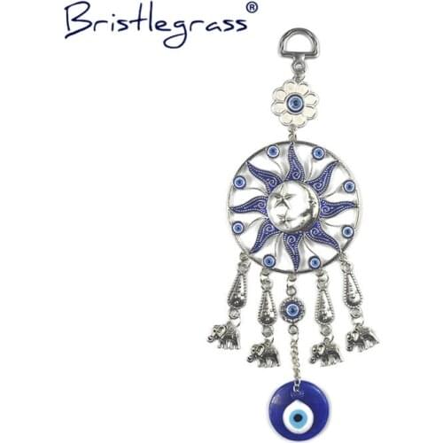 BRISTLEGRASS Turkish Blue Evil Eye Moon Sun Star Elephant Disk Amulet Lucky Charm Wall Hanging Pendant Blessing Protection Decor