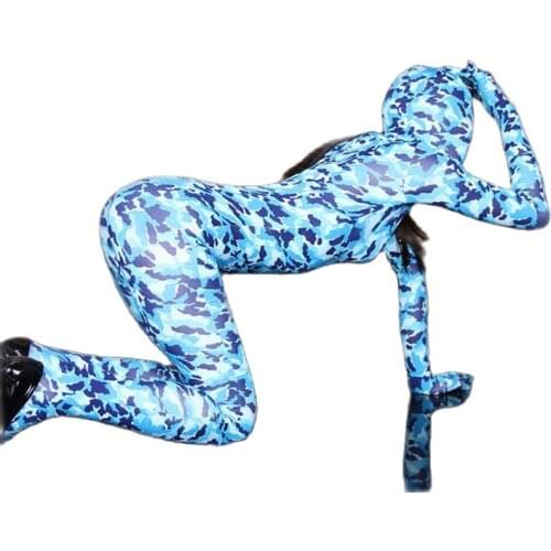 Cotton Plus Size Camo Body Sculpting Stage Theatre Performance Cosplay Costume Camouflage Full Coat One Piece Tights Zentai Suit