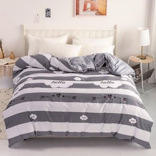 Sisher Nordic Duvet Cover Blue Plant Leaf Printed Bedding Set Geometric Plaid Bed Sheet Double Size Single Queen King Bedclothes