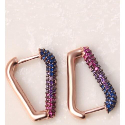 Colorful Zircon Silver Earrings