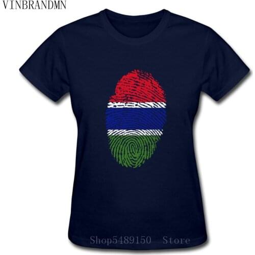 Nation DNA Creative Casual Tshirt Patriotic Pride Tees Hipster Tops 2020 Short Sleeve Gambia Flag Fingerprint Cool Women T Shirt