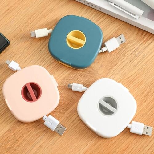Creative Rotatable Storage Box Portable Multifunctional Mobile Phone Data Cable Headphone Cable Storage Case Organizer