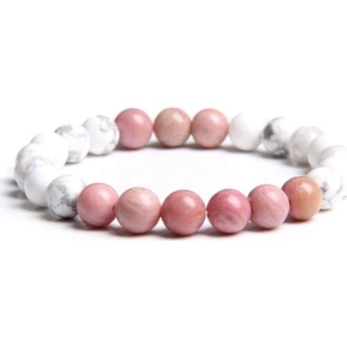 Fashion Natural Stone Bracelets Women White Turquoises Rhodonite Beaded Charm Bracelet for Famale Handmade Jewelry Gifts Pulsera