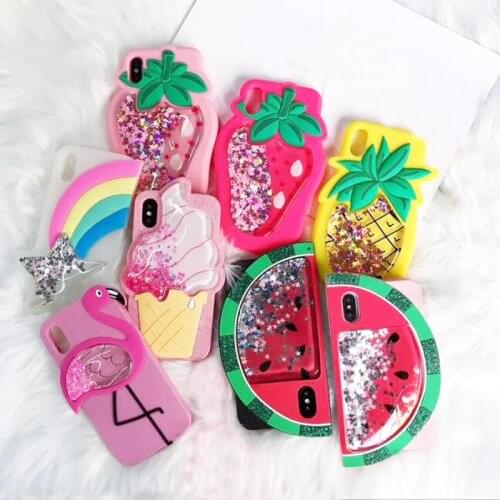 For iPhone 12 Mini 11 Pro Max SE X XS XR 8 7 6 6S Plus Cover Pineapple Strawberry Star Glitter Cascades Soft Silicone Case