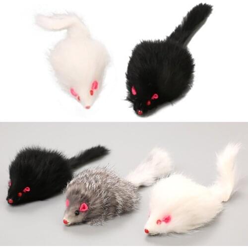 Cat Long-haired Tail Mice Mouse Toys Cute False Mouse Cat Pet Toys Soft Rabbit Fur Furry Plush Cat Toy For Pet Cats Dogs
